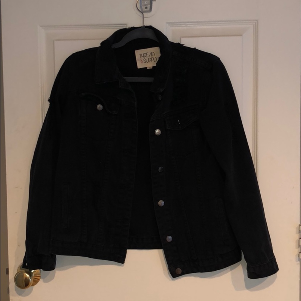 Black ripped denim jacket